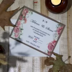 کارت عروسی گل رز سفید و قرمز