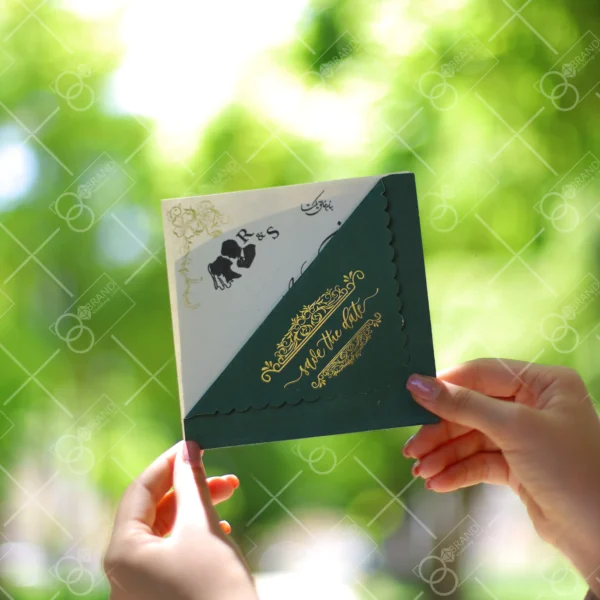 کارت عروسی قیمت مناسب رنگ سبز یشمی مدل Mohsen