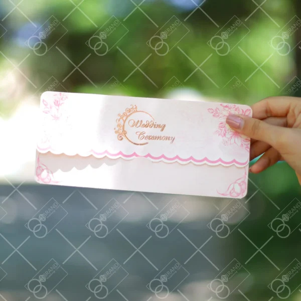 کارت عروسی ارزان صورتی سه لا کد 608
