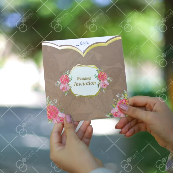 کارت عروسی ارزان پاکت دار مدل Golriz