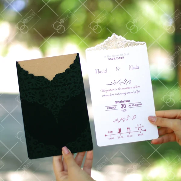 کارت عروسی جیر مخمل مدل Naidi